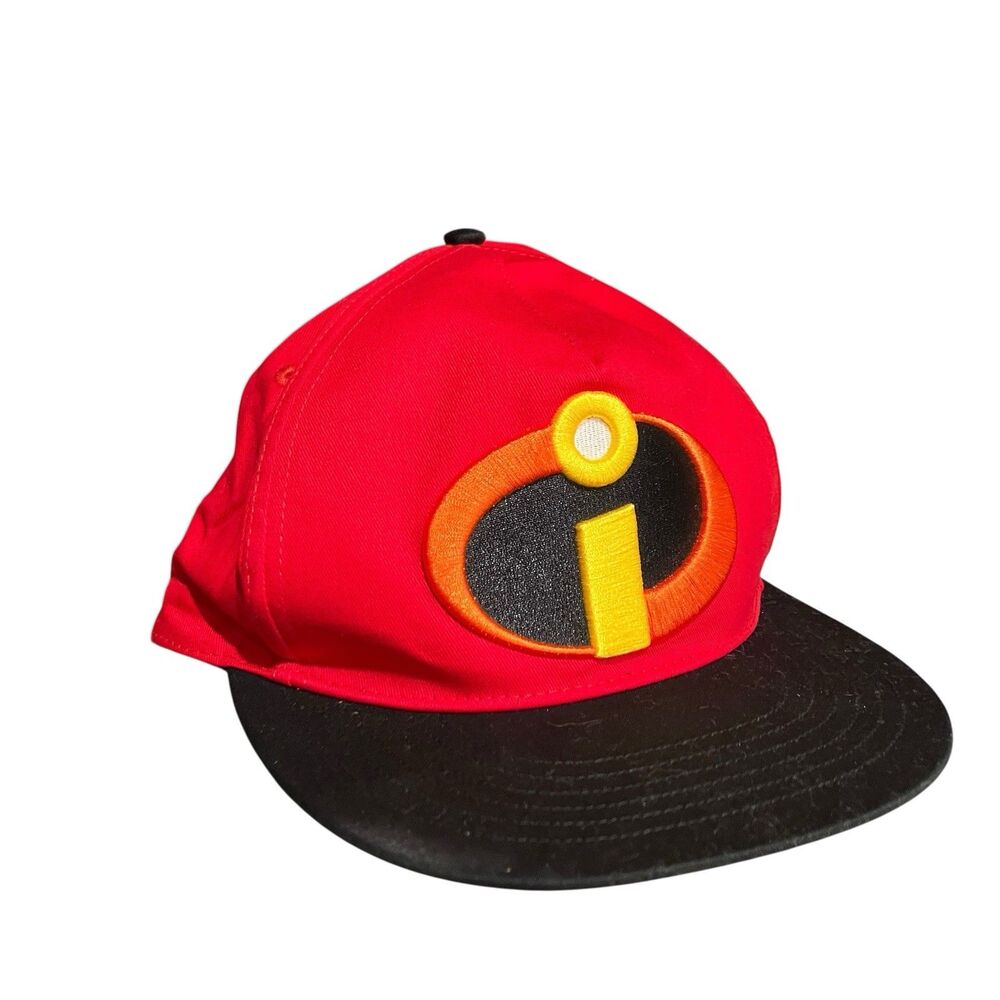 Disney Parks Incredibles Hat Adult Red Black Snapback Cap Pixar Superhero